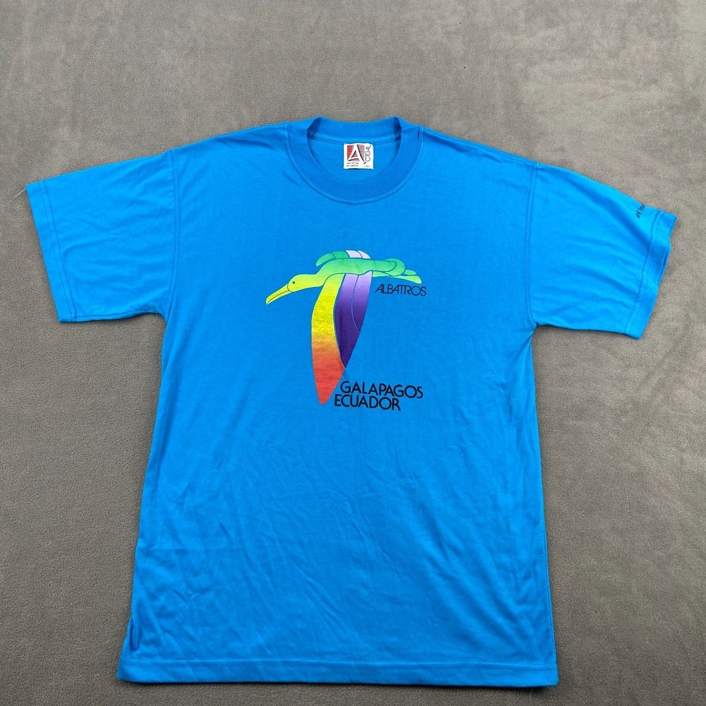 VTG Actual T Shirt Sz XL Blue Destination Albatros Galapagos Ecuador MV Isabela